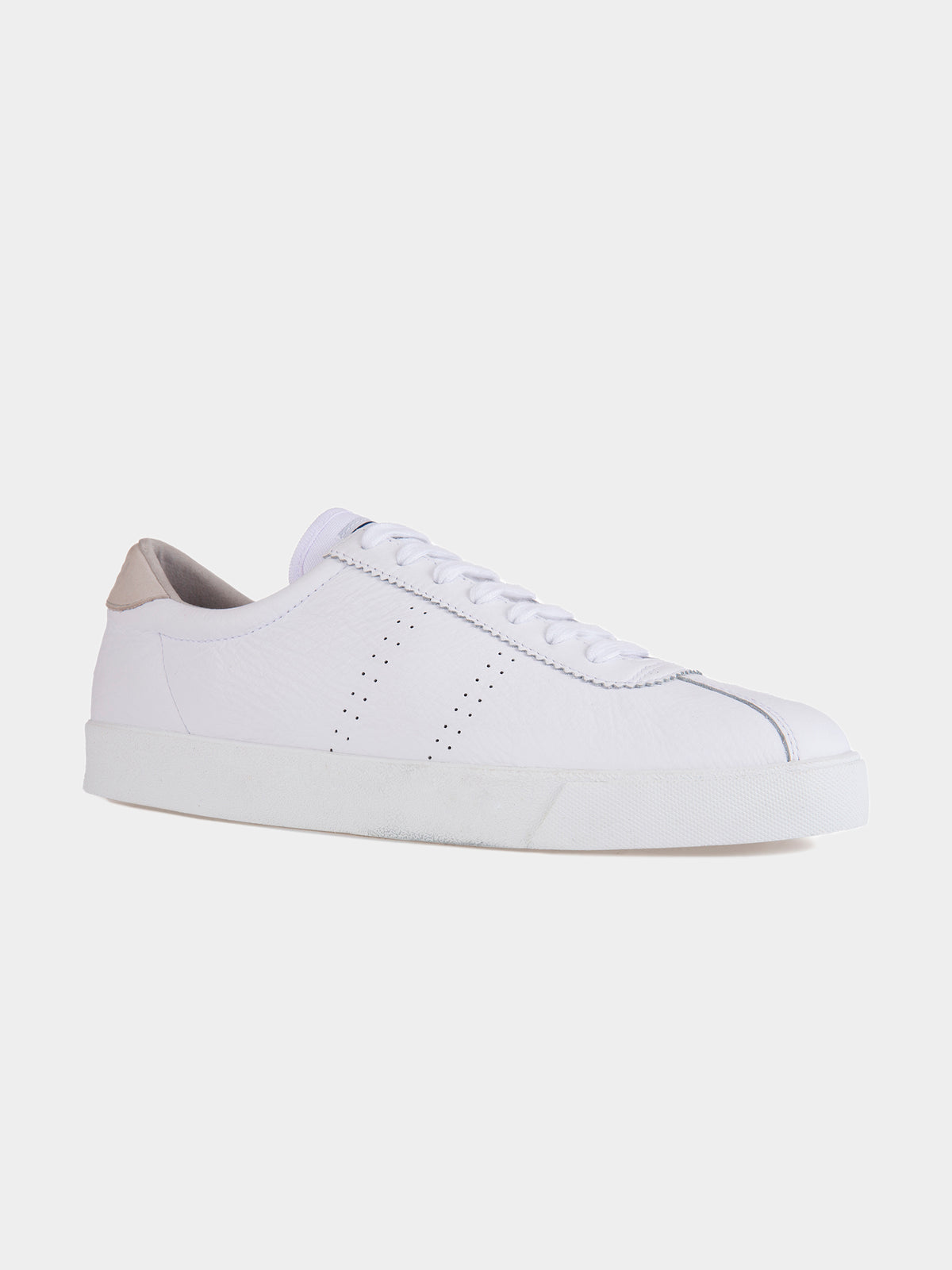 Unisex 2843 Club S Comfort Leather Sneakers in White &amp; Grey Sand