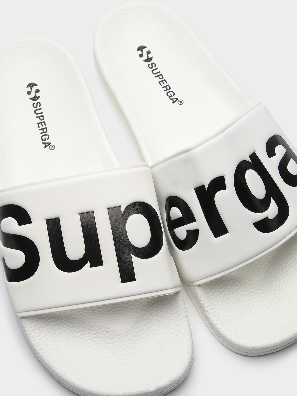 Unisex Superga Logo Slide in White &amp; Black