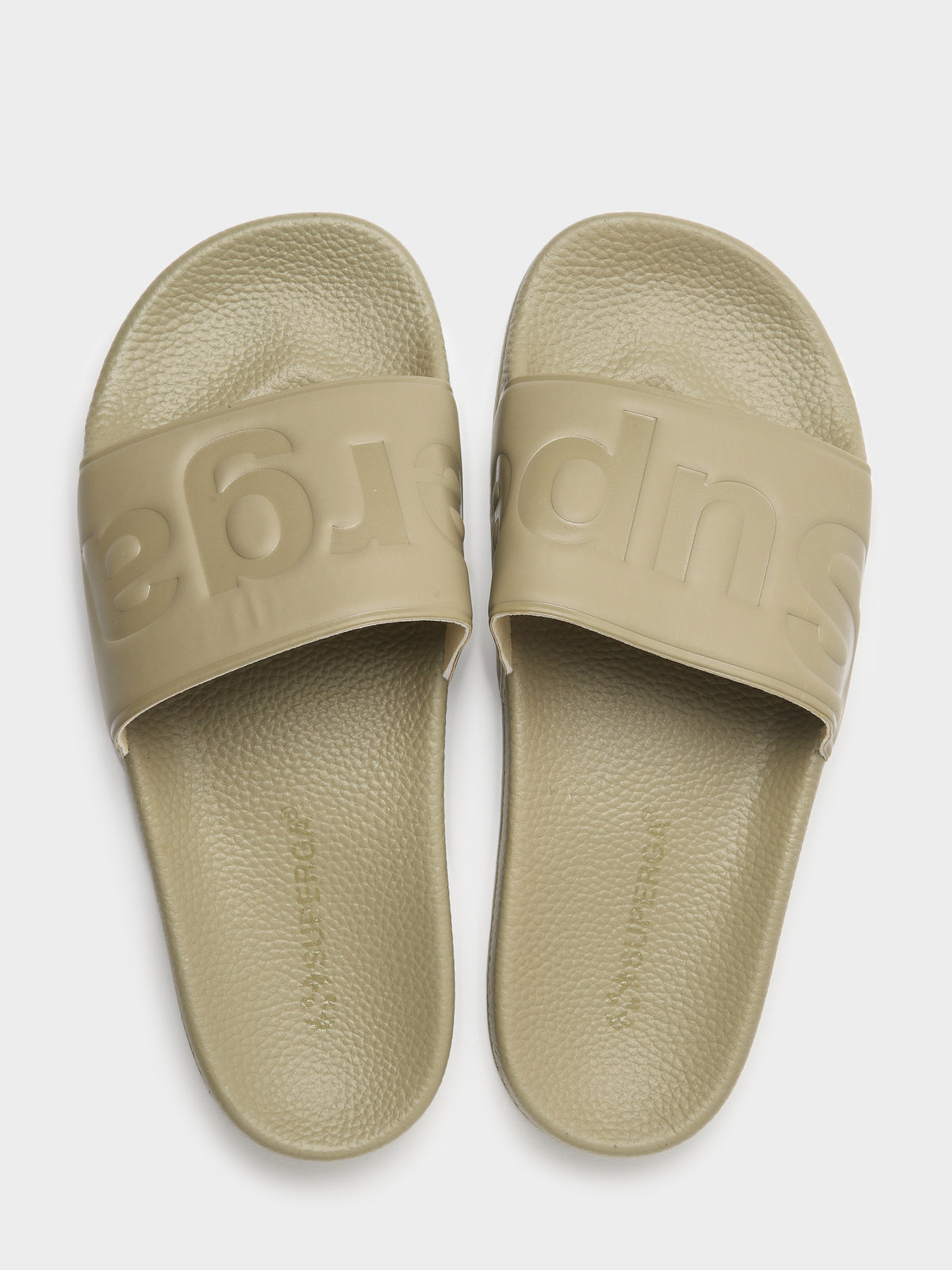 Unisex 1908 Logo Rubber Slides in Taupe