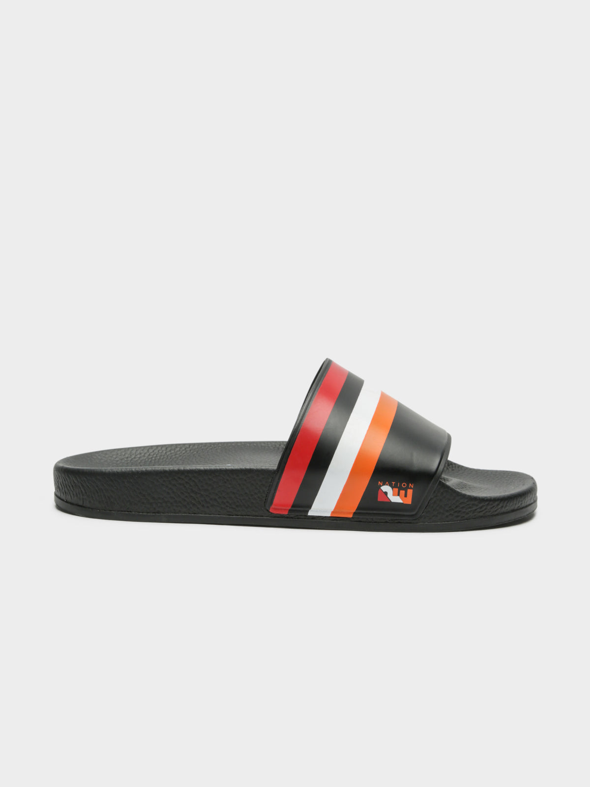 Superga Womens P.E. Nation 1908 Striped Slides | 902 - Black-RedWhtOrange