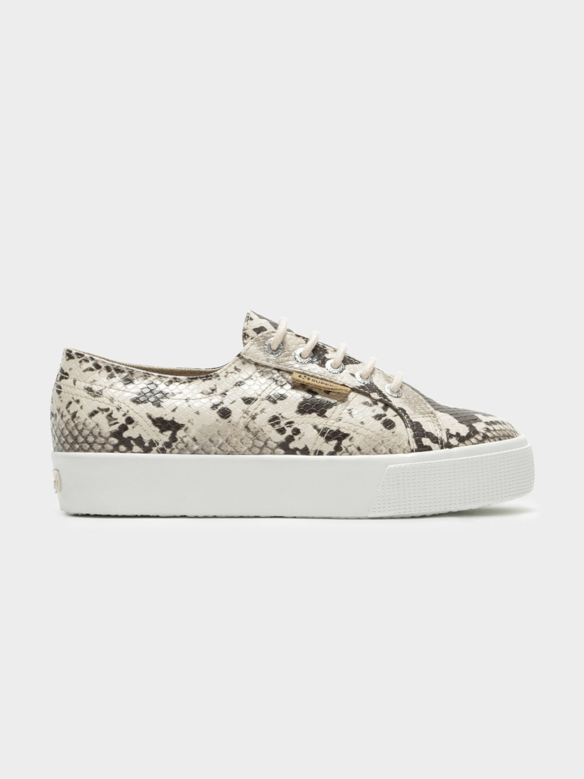 2730 Synthetic Snakeskin Sneakers in Taupe Black