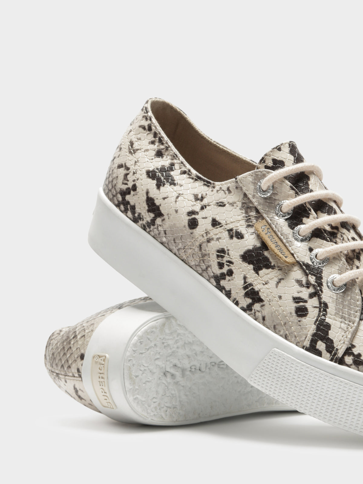 2730 Synthetic Snakeskin Sneakers in Taupe Black