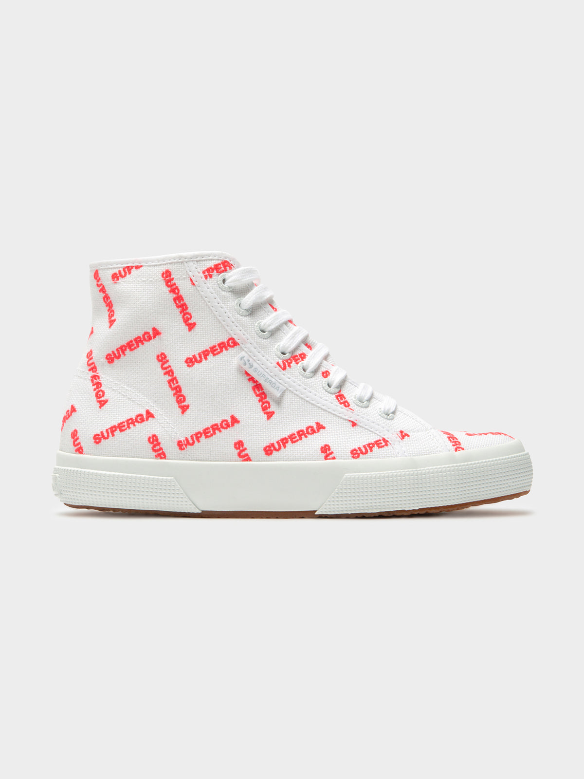 2795 Cotumb Logo High Top Sneakers in White &amp; Red