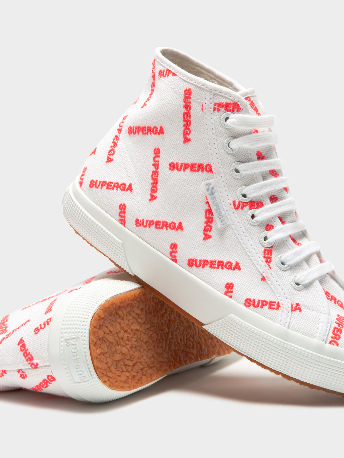 2795 Cotumb Logo High Top Sneakers in White &amp; Red