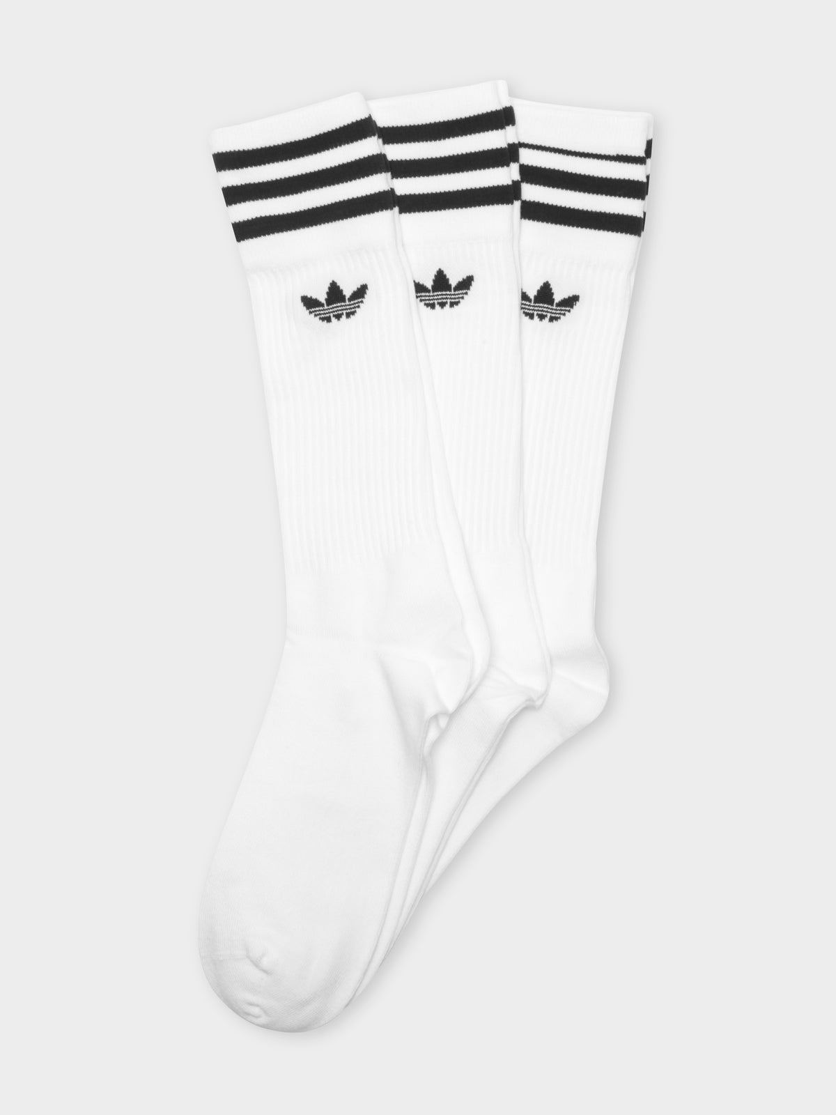 3 Pairs of Solid Crew Socks in White