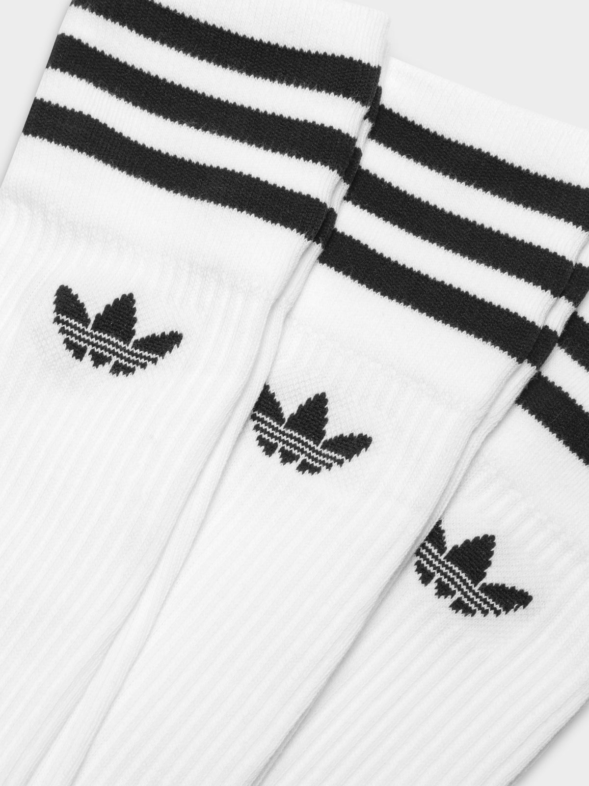 3 Pairs of Solid Crew Socks in White