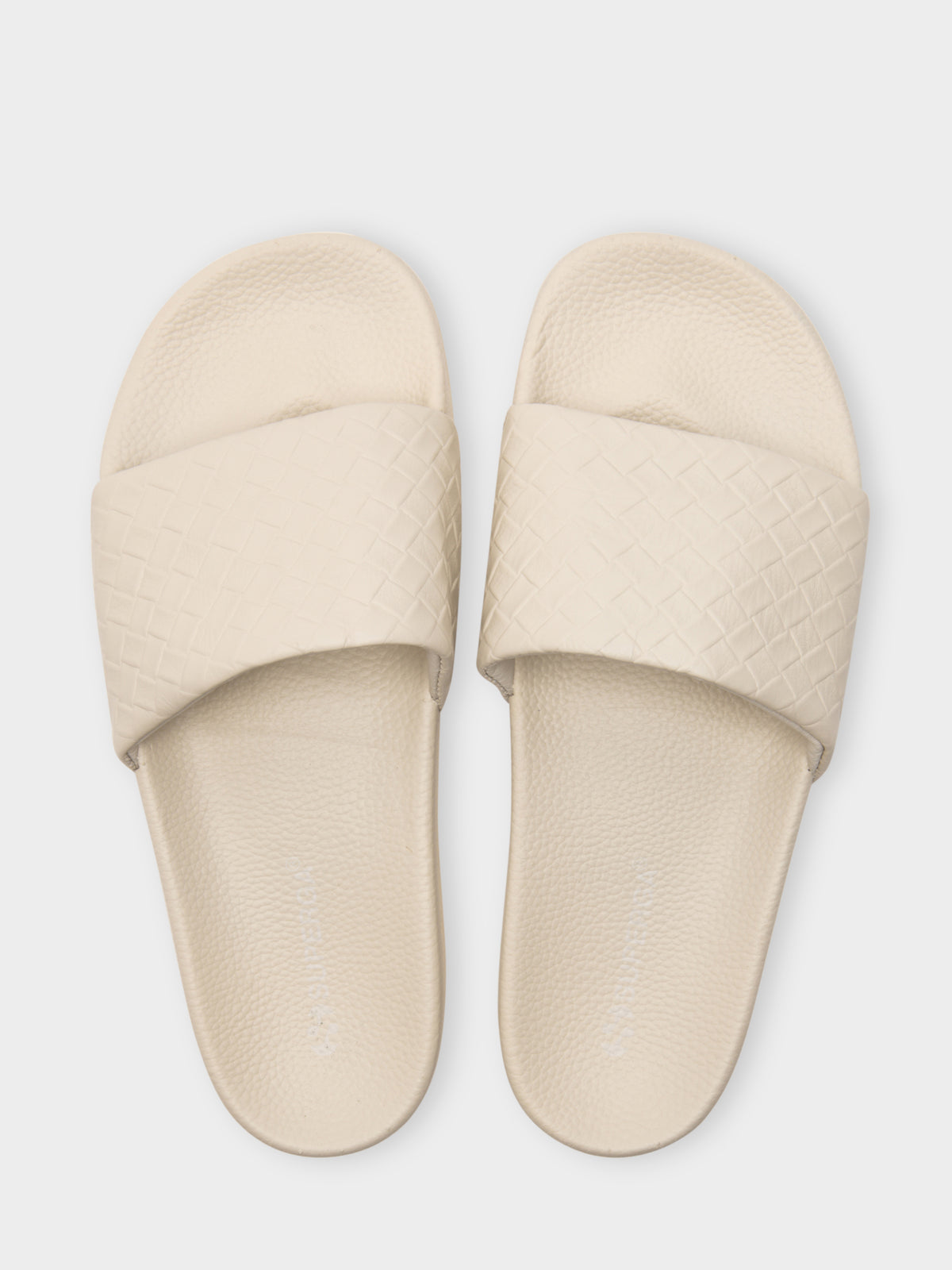 Womens 1908 Woven Leather Slides in Off White