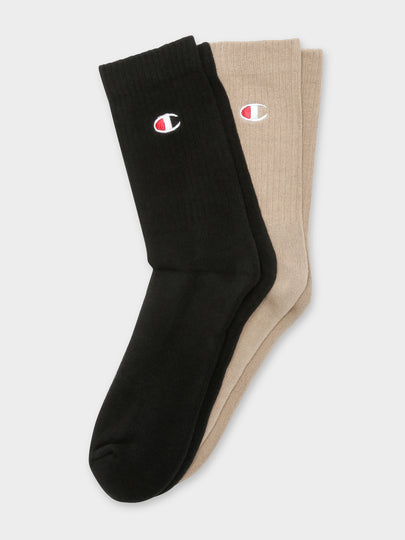 2 Pairs of Logo Crew Socks