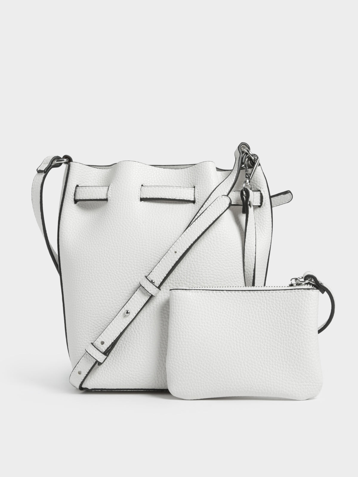 Saskia Crossbody Bucket Bag in White