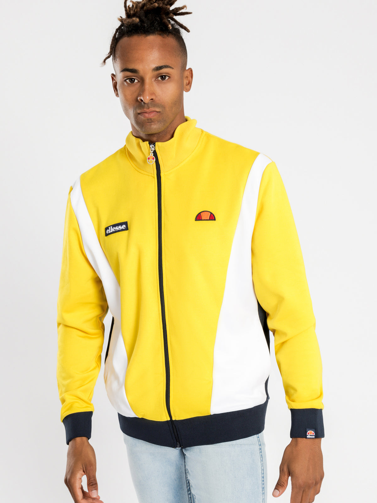 Vilas Track Jacket in Yellow White &amp; Navy