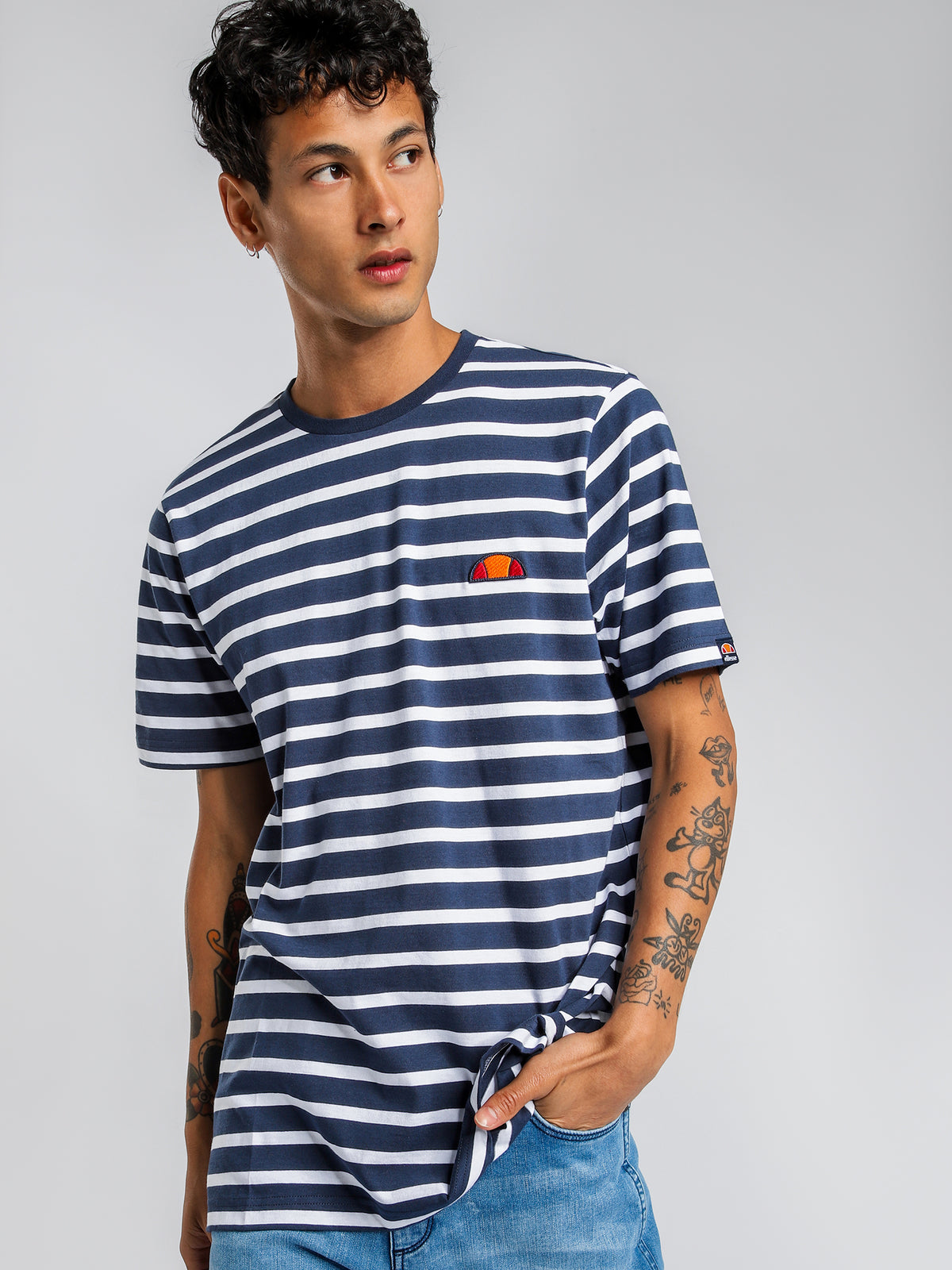Sailo Stripe Short Sleeve T-Shirt in Navy &amp; White