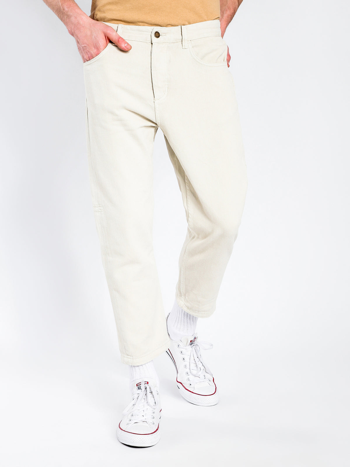Drilled Chopped 5-Pocket Pants in Dirty White Denim