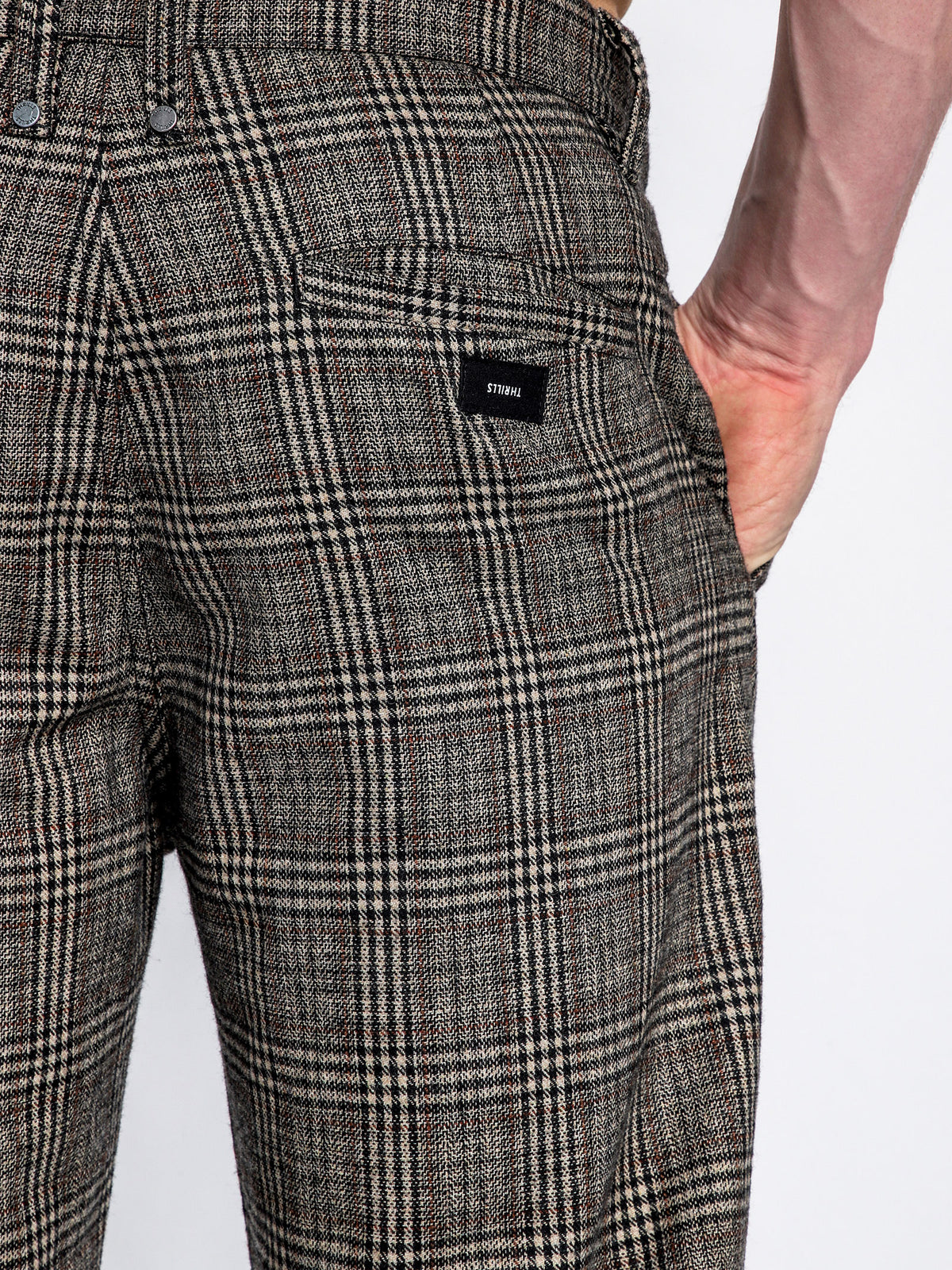 London Cropped Wool Pants in Tan &amp; Brown Check