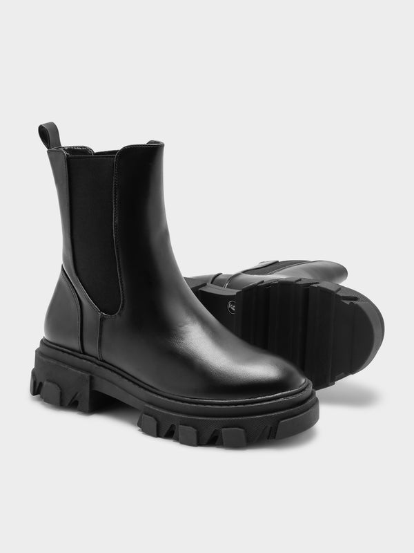 Aspen Boots in Black Faux Leather - Glue Store