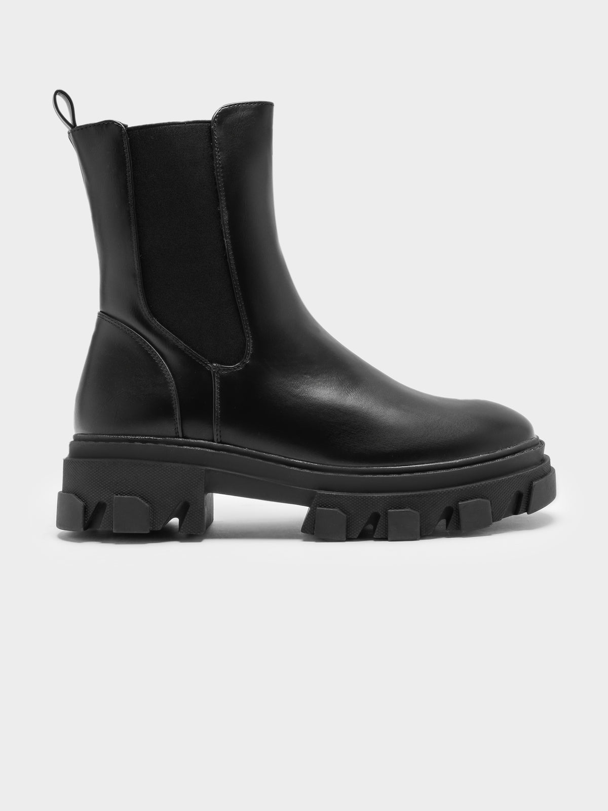 Aspen Boots in Black Faux Leather