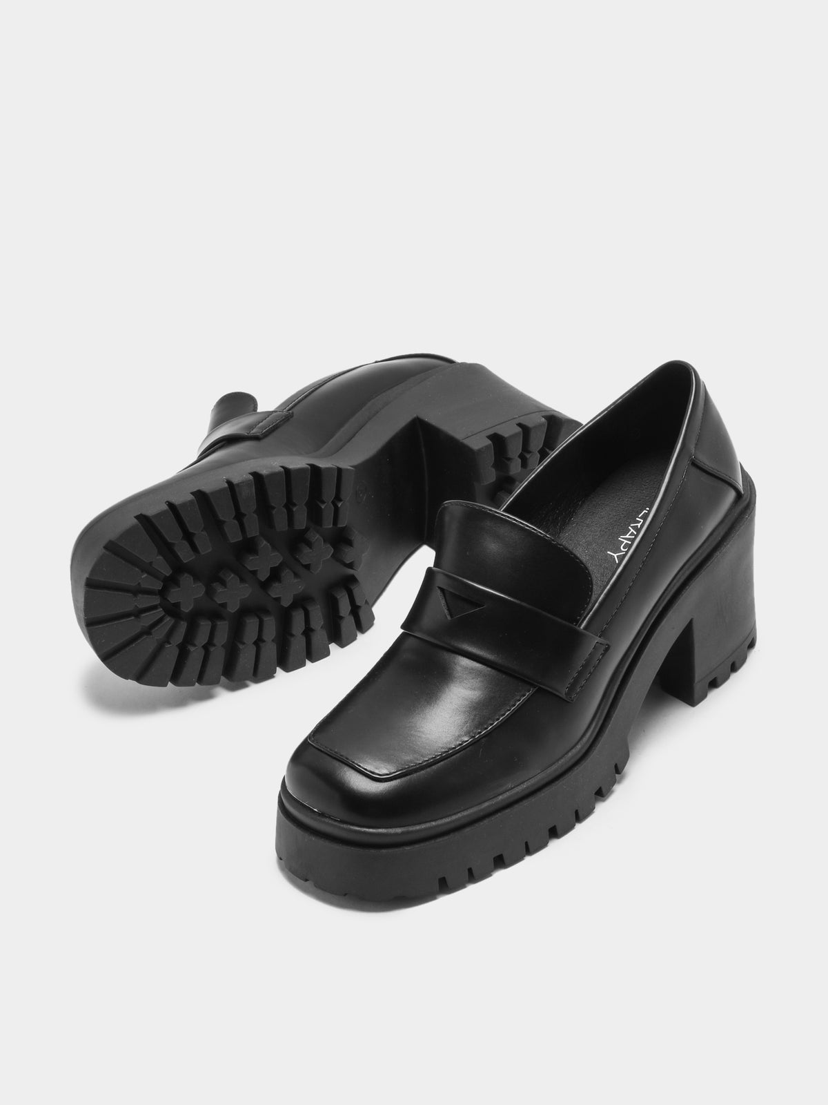 Womens Prompt Heeled Loafers in Black