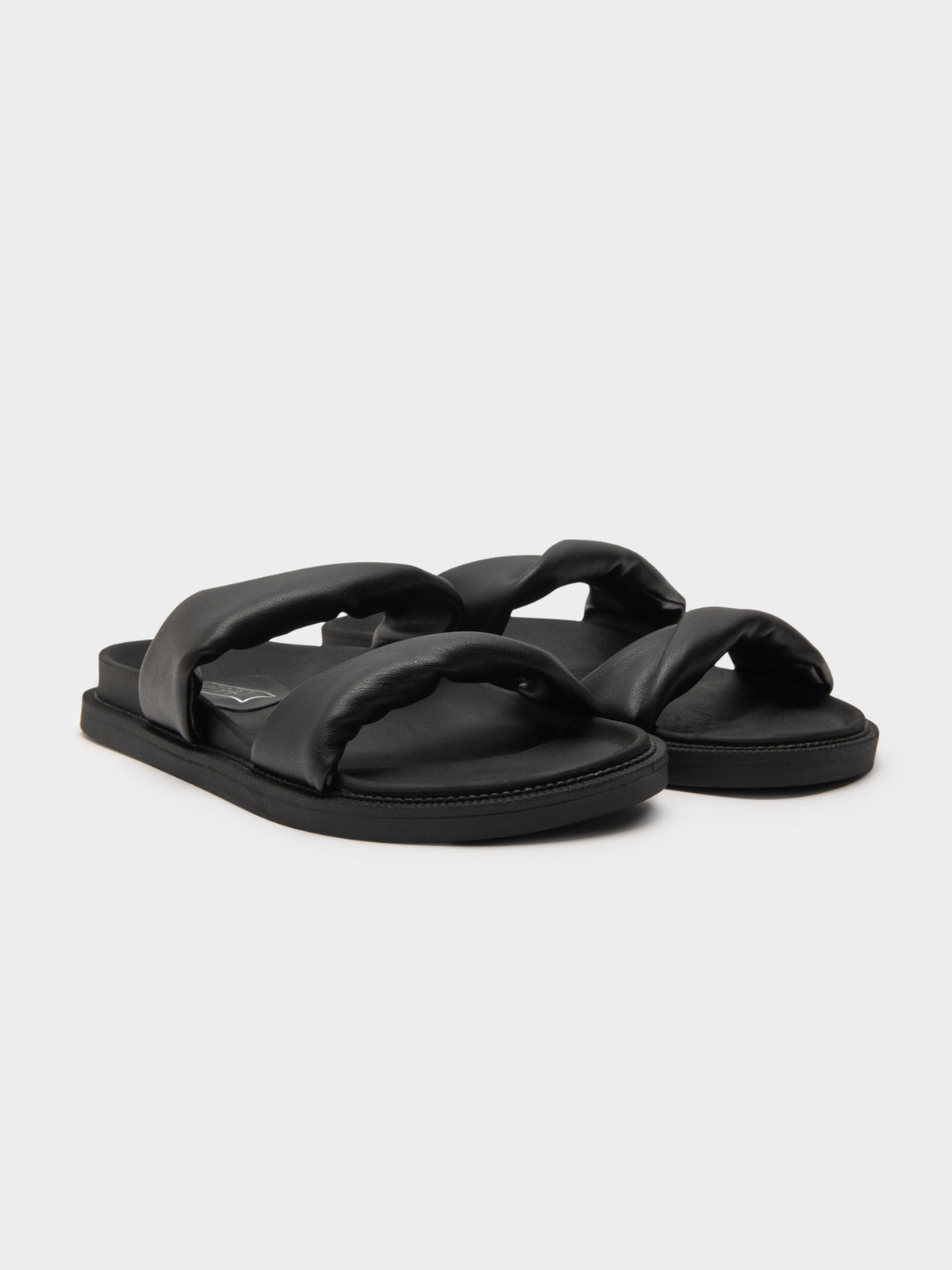 Womens Peele Faux Leather Slides in Black