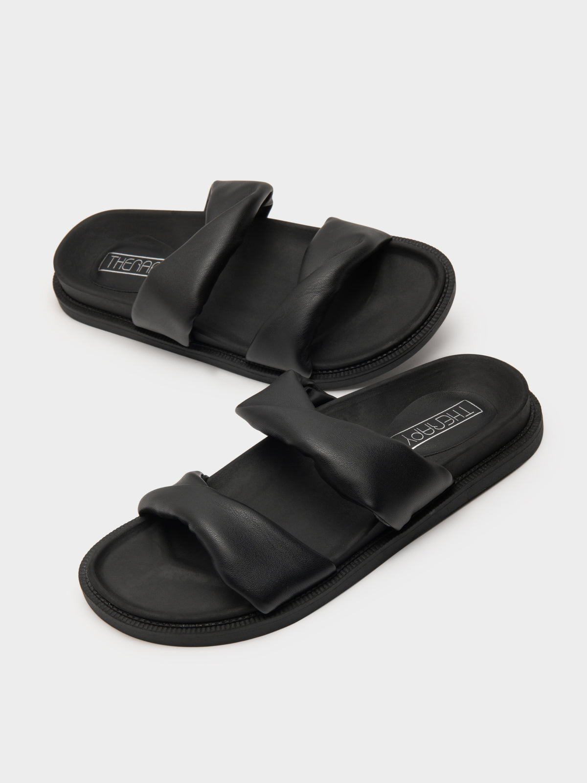 Womens Peele Faux Leather Slides in Black