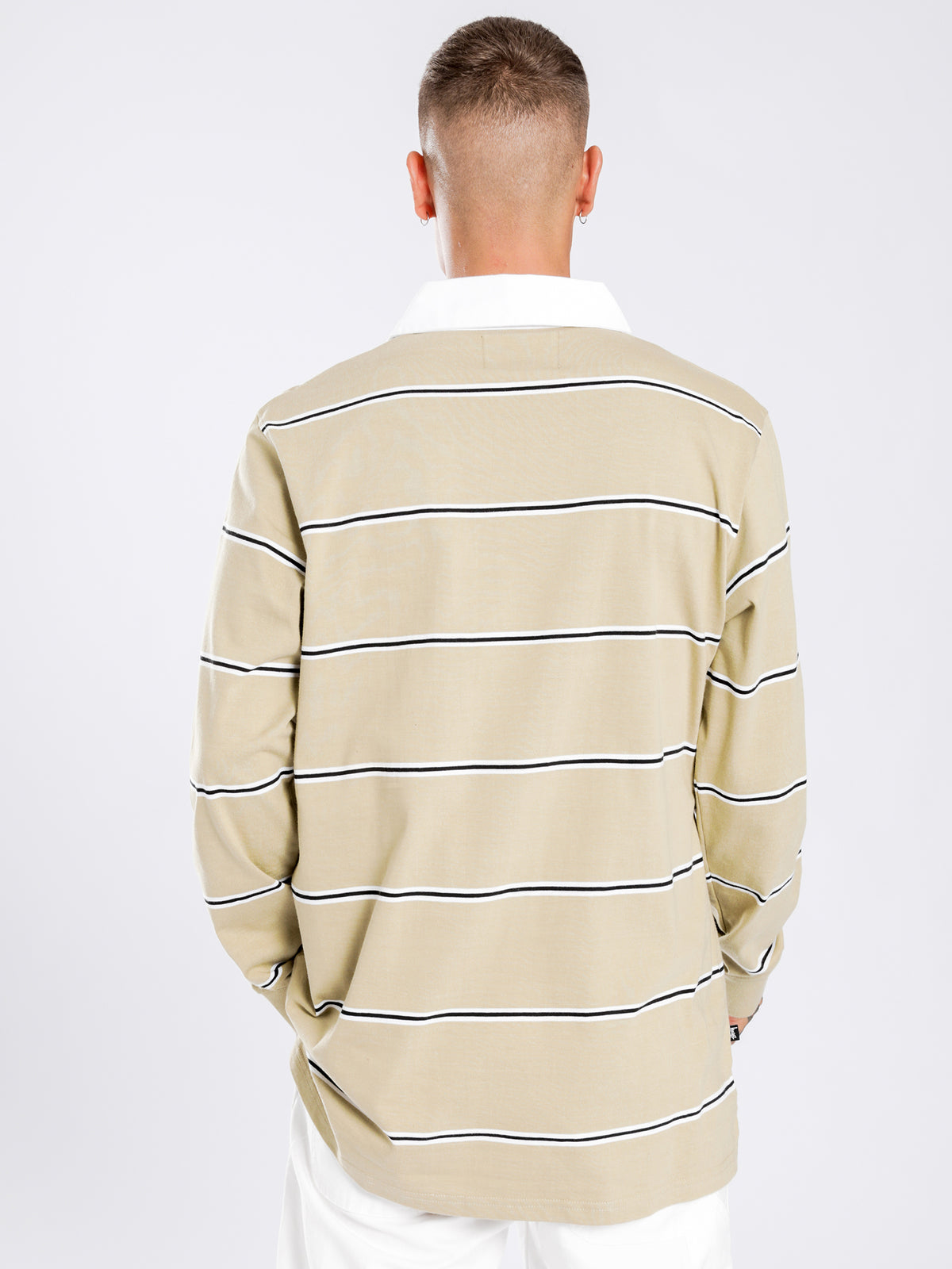 Filmore Stripe Rugby Shirt in Light Sand