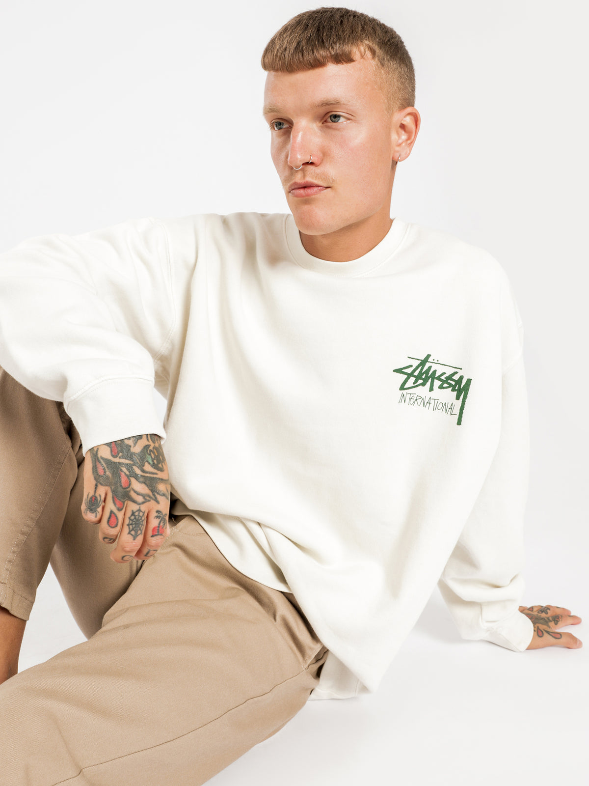 Stussy Stock International Crew | White