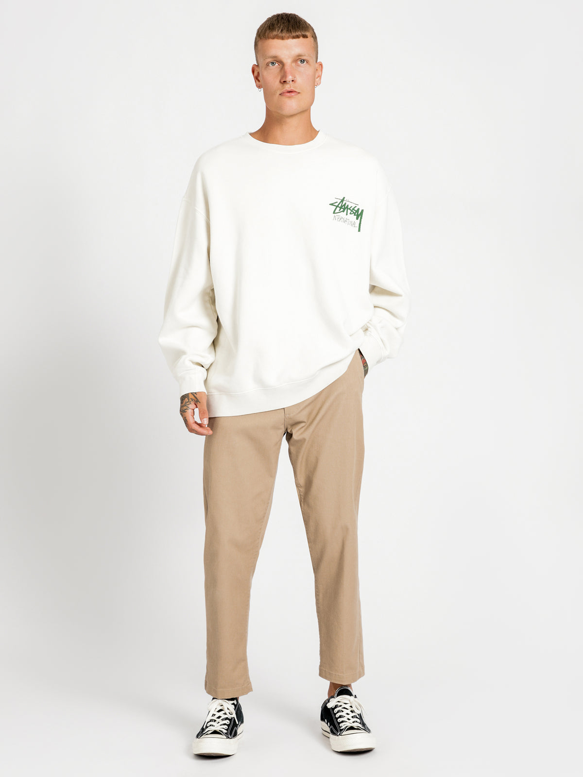 Stussy Stock International Crew | White