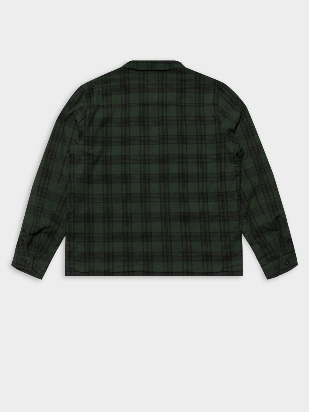 Classic Zip Up Plaid Shirt Jacket in Green