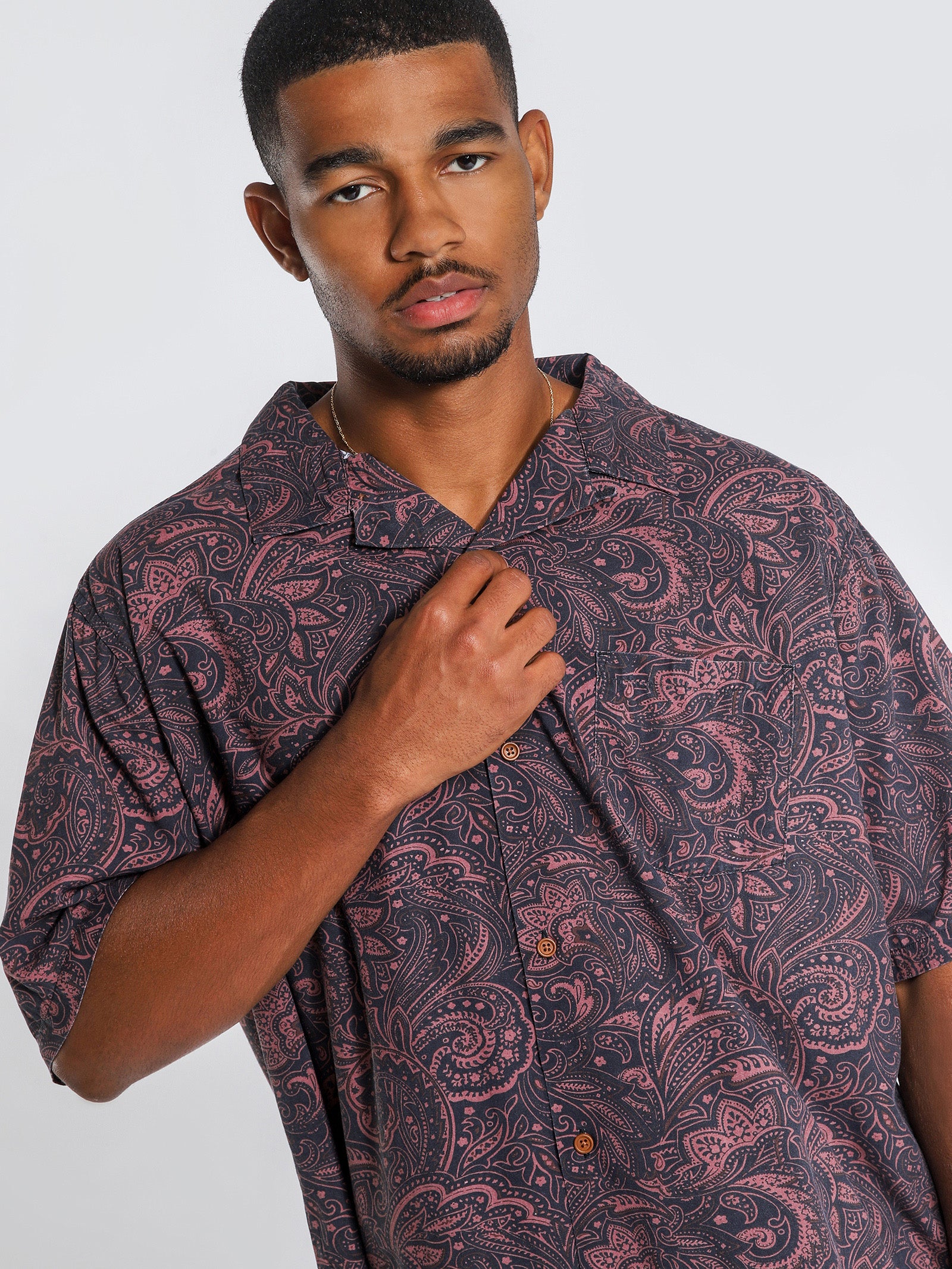 Burke Paisley Rayon Short Sleeve Shirt
