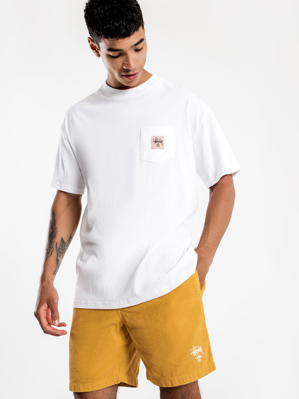 Graffiti Link Pocket Short Sleeve T-Shirt in White