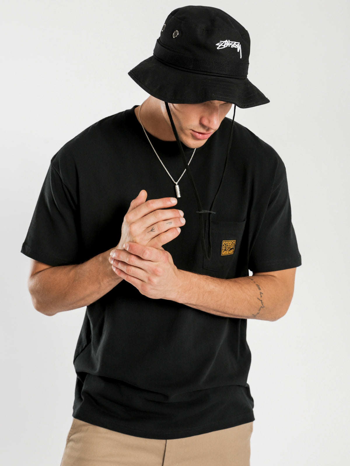 Stussy Classic Workwear Pocket Short Sleeve T-Shirt | Black