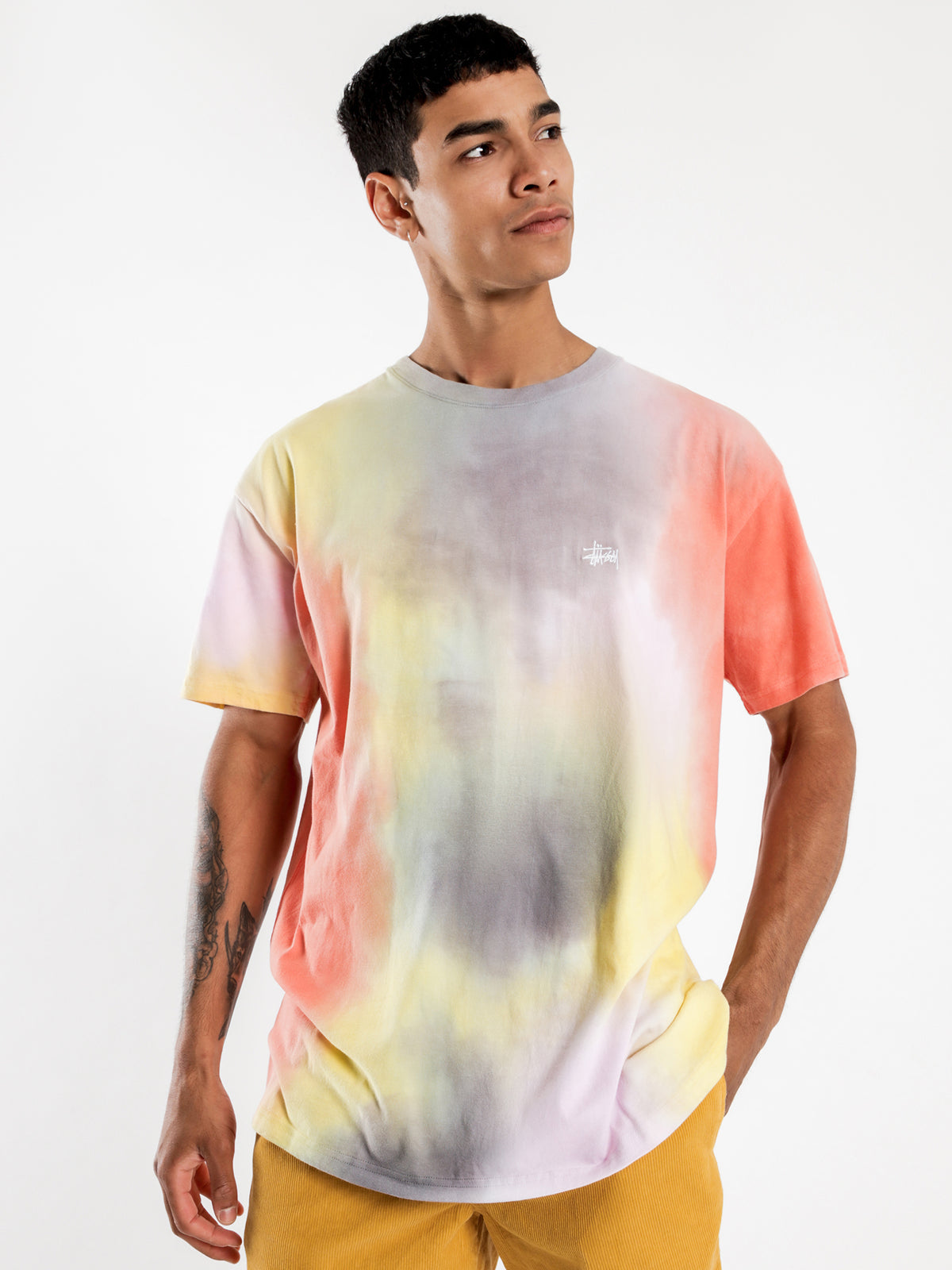Graffiti Tie Dye T-Shirt in Orange Rainbow