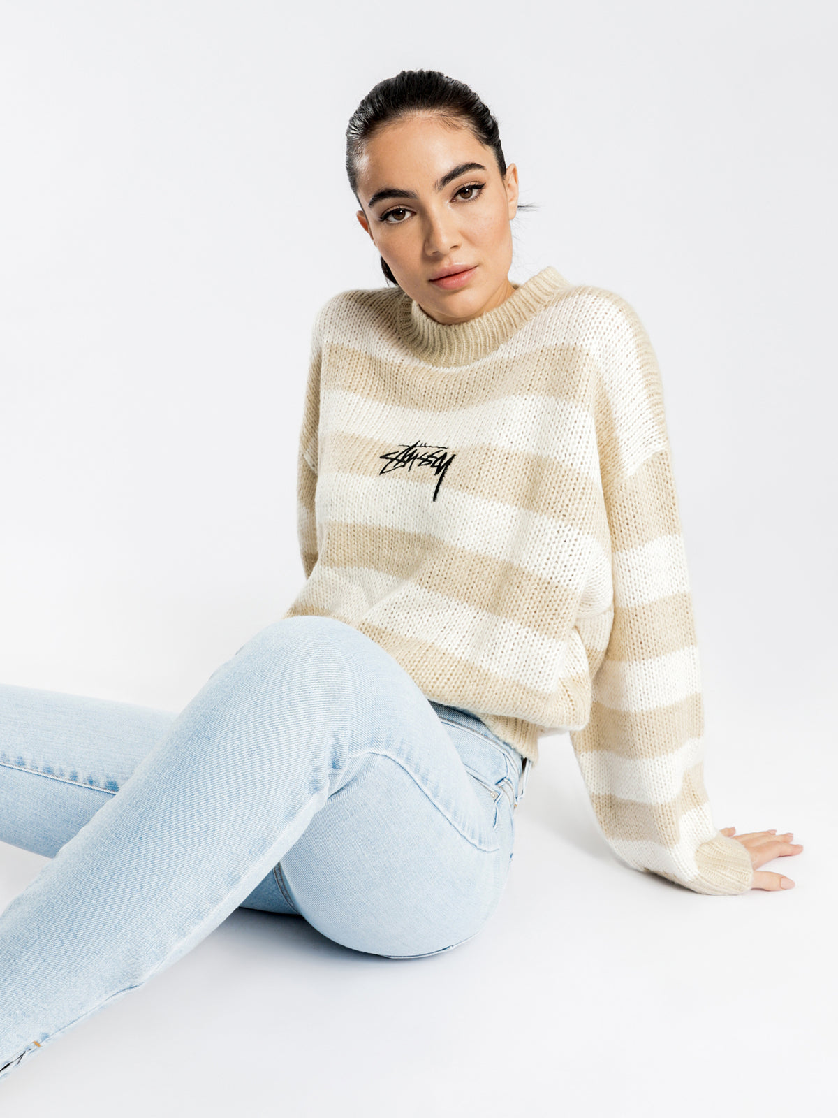 Gardner Knit Sweater in Tan Stripe