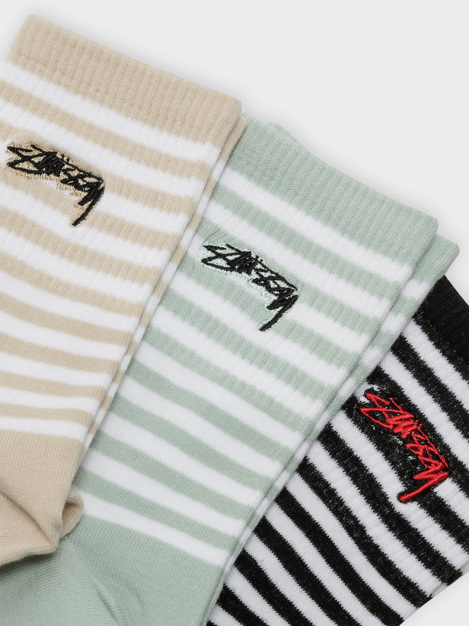 3 Pairs of Authentic Fine Line Crew Socks