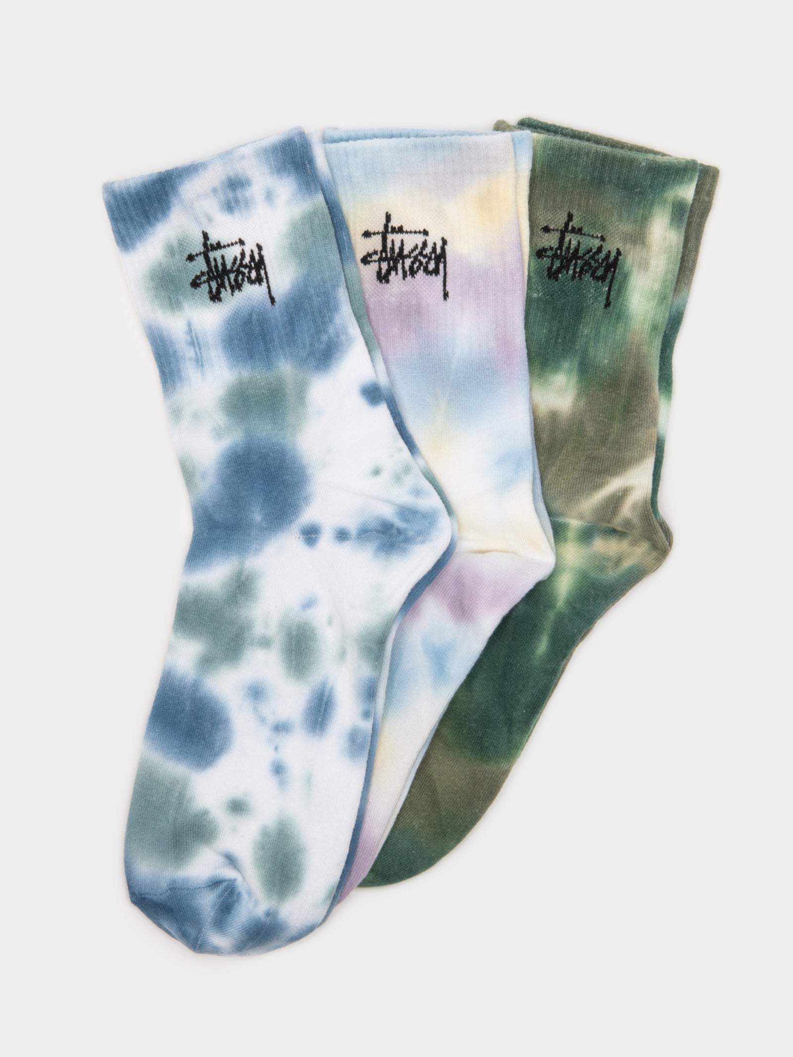 3 Pairs Of Graffiti Tie Dye Crew Socks