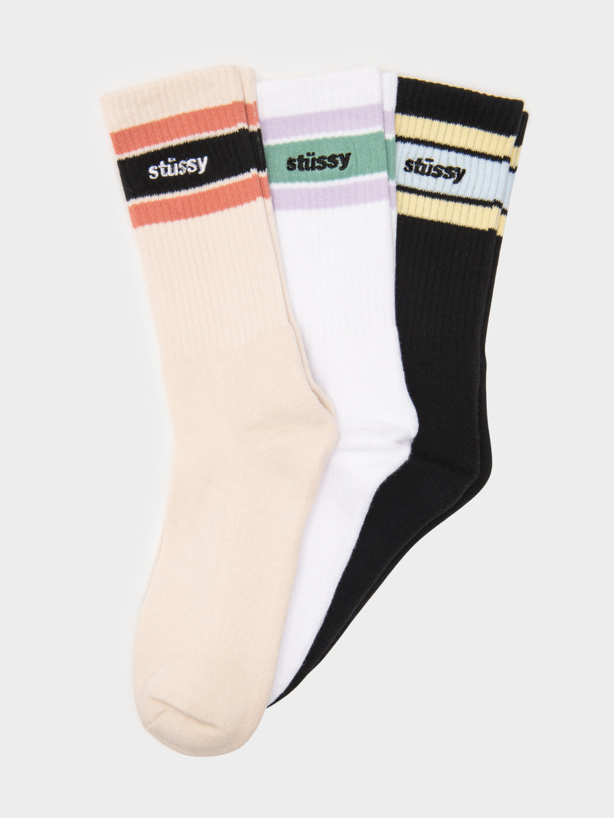 3 Pairs of Italic Sport Socks in Peach, White &amp; Black