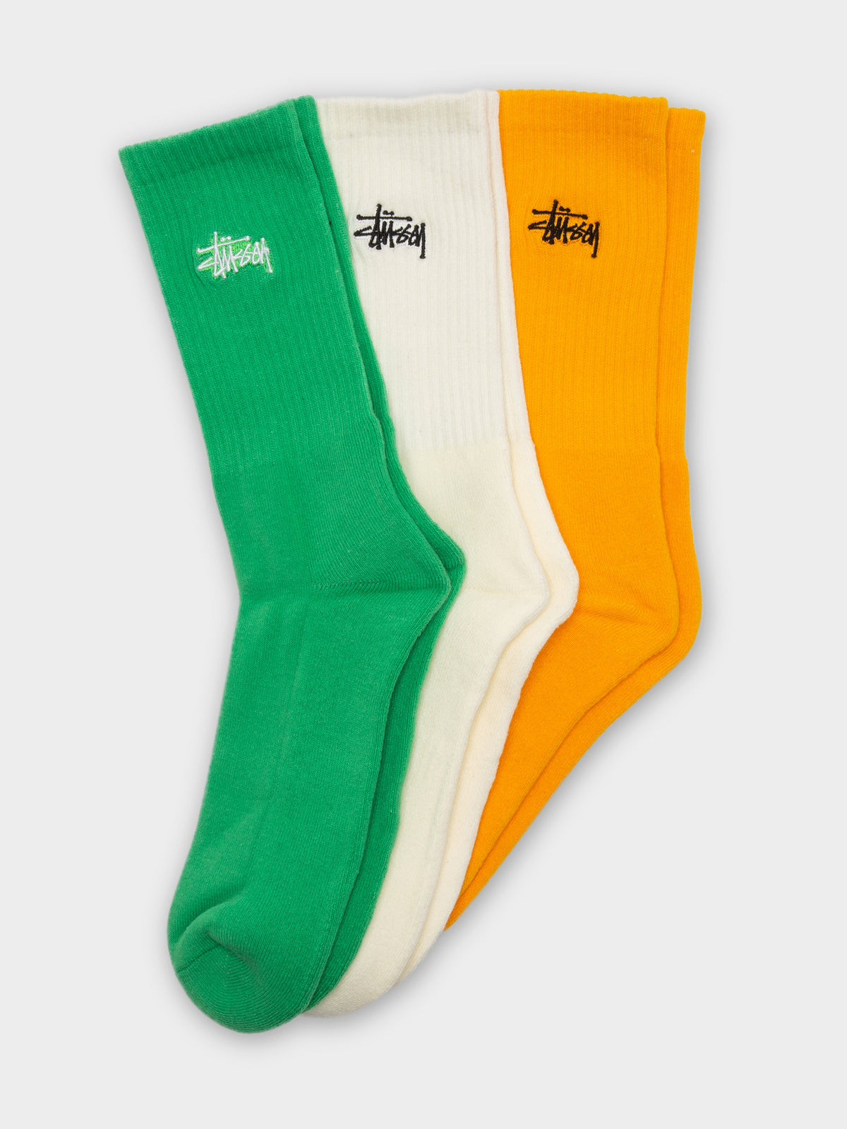 3 Pairs of Men&#39;s Graffiti Socks in Green, Orange &amp; White