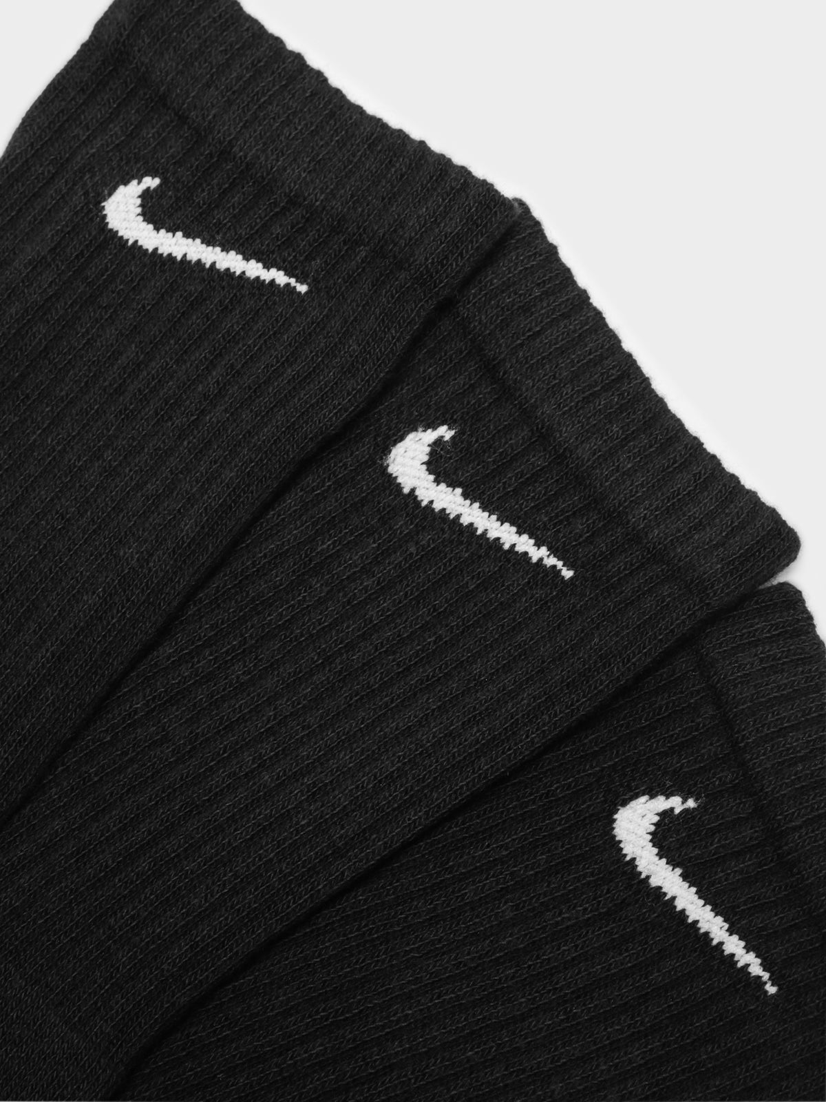 3 Pairs of Everyday Cushioned Training Crew Socks in Black