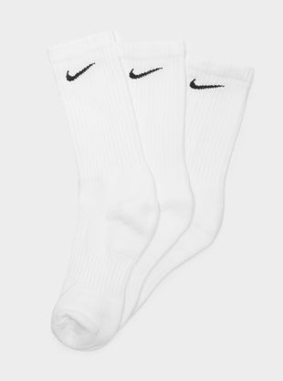 3 Pairs of Everyday Cushioned Training Crew Socks in White