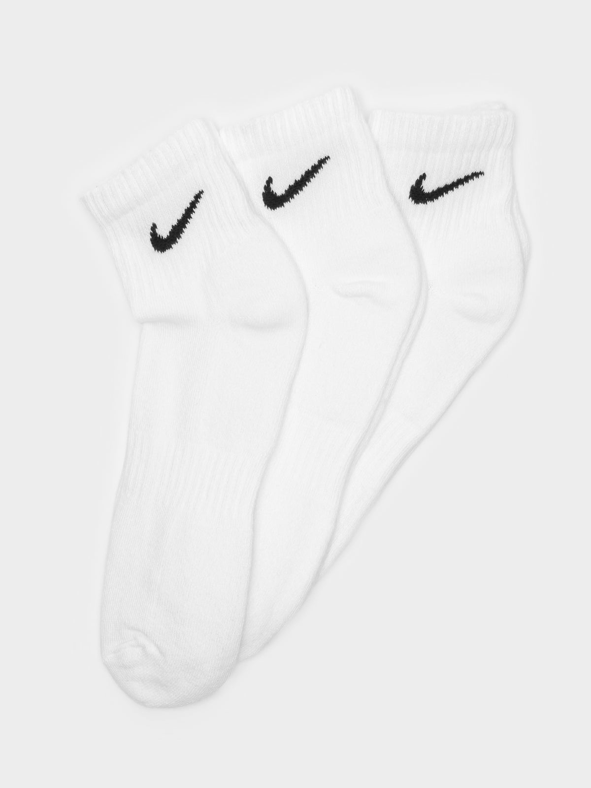 3 Pairs of Everyday Cushioned Ankle Socks in White &amp; Black