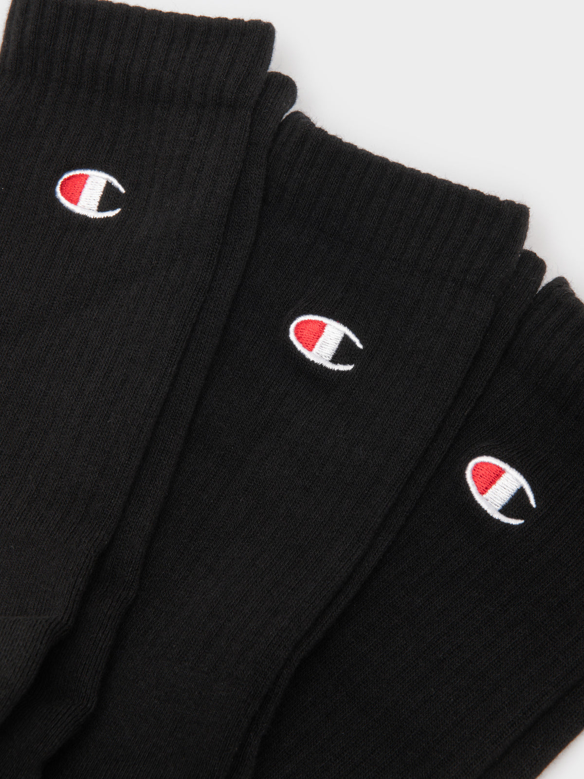 3 Pairs of Lifestyle C Logo Crew Socks in Black