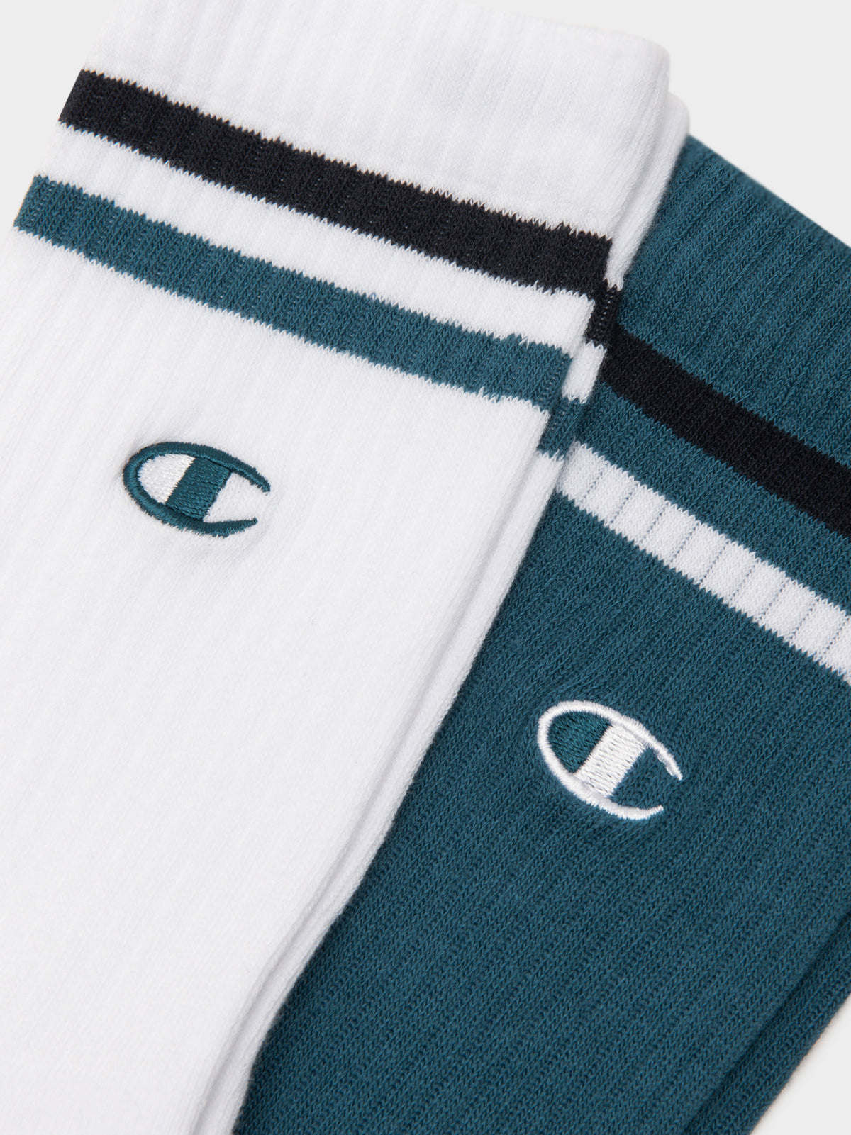 2 Pairs of Branded C Crew Socks in White and Blue