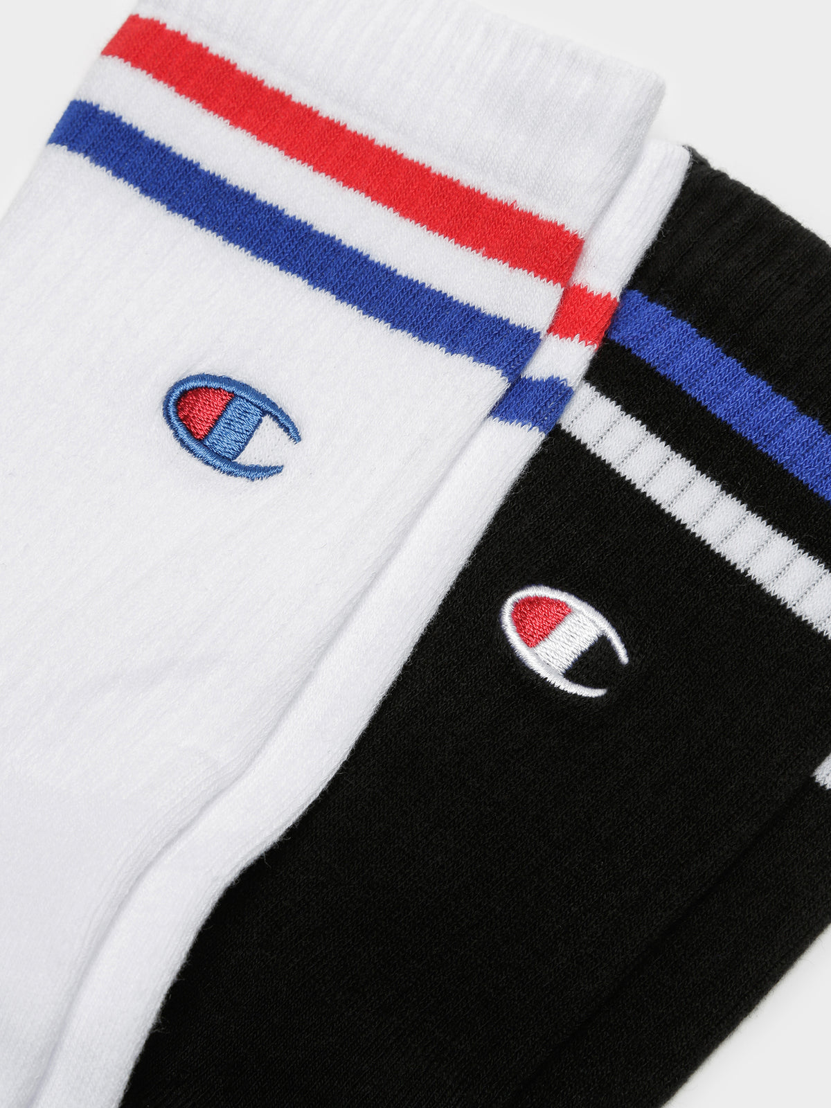 2 Pairs of Branded C Crew Socks in White and Black