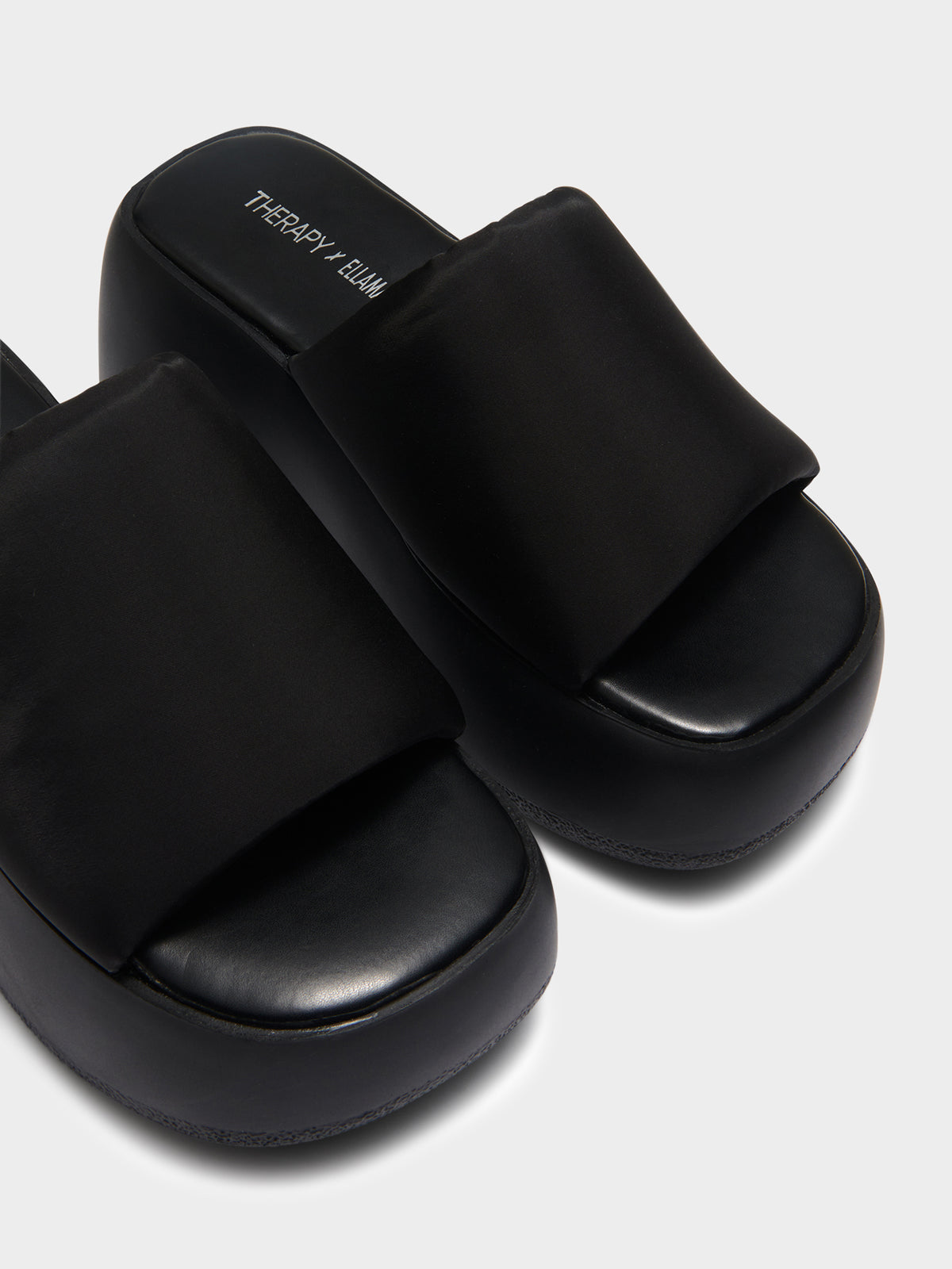 Therapy Womens Ella May Ding Syd Platform Mule Sandals | Black