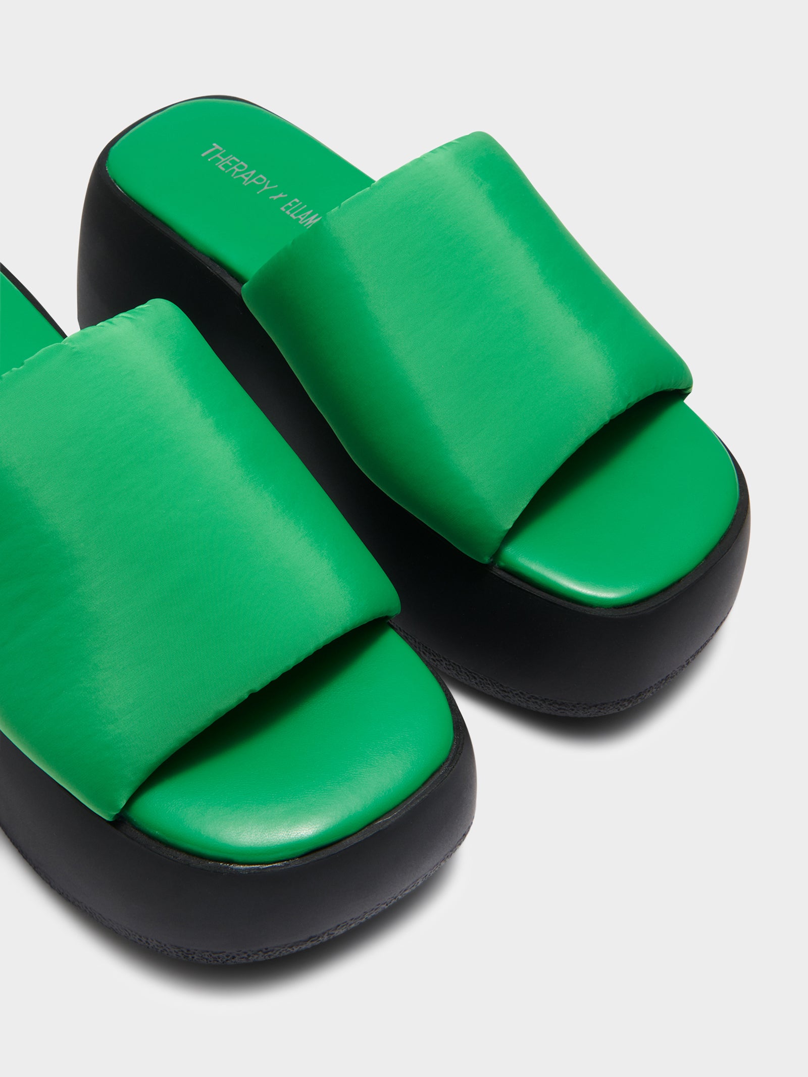 Womens Ella May Ding Syd Platform Mule Sandals in Green