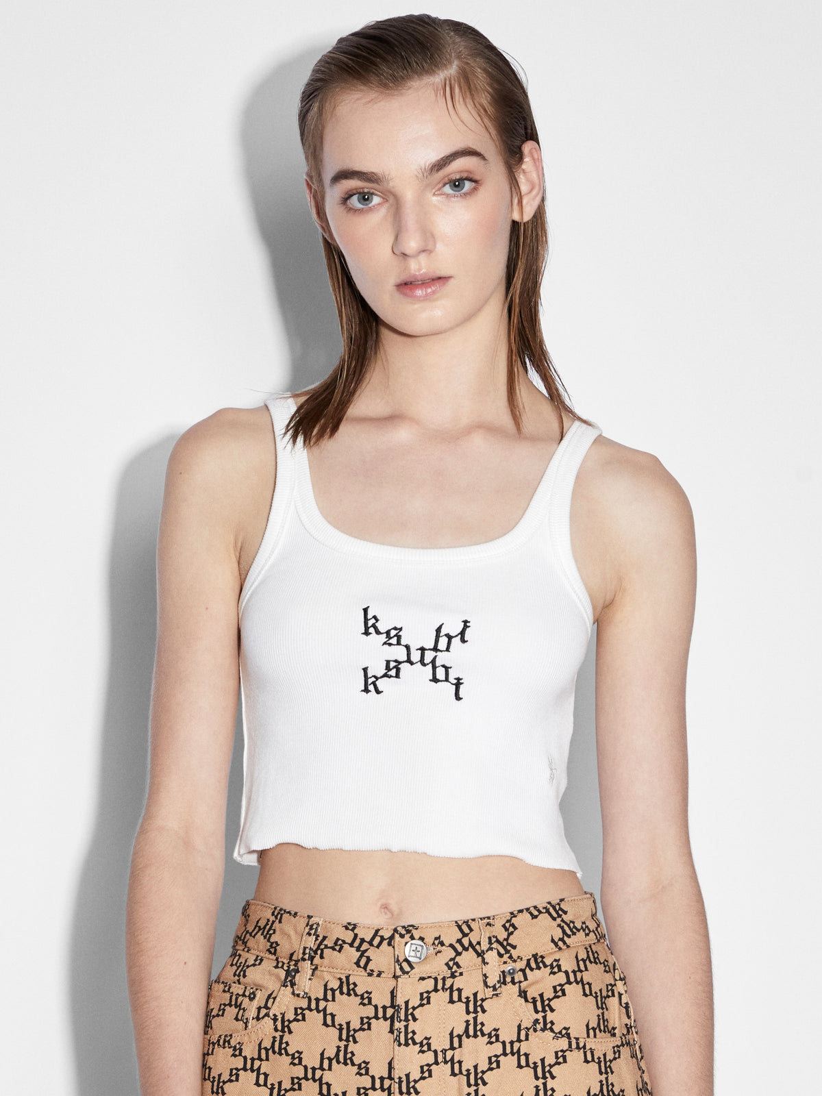 Imprint Cropped Arise Tank in White