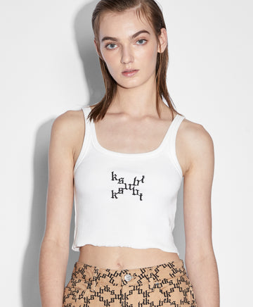 Imprint Cropped Arise Tank in White