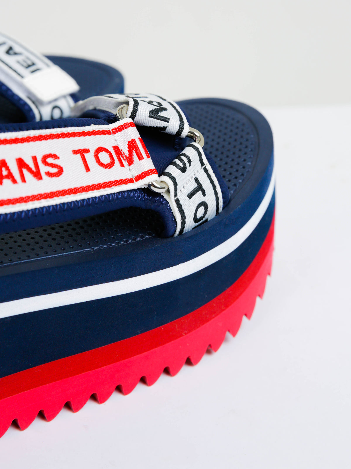 Womens Tommy Jeans Technical Platform Sandal in Red &amp; Navy