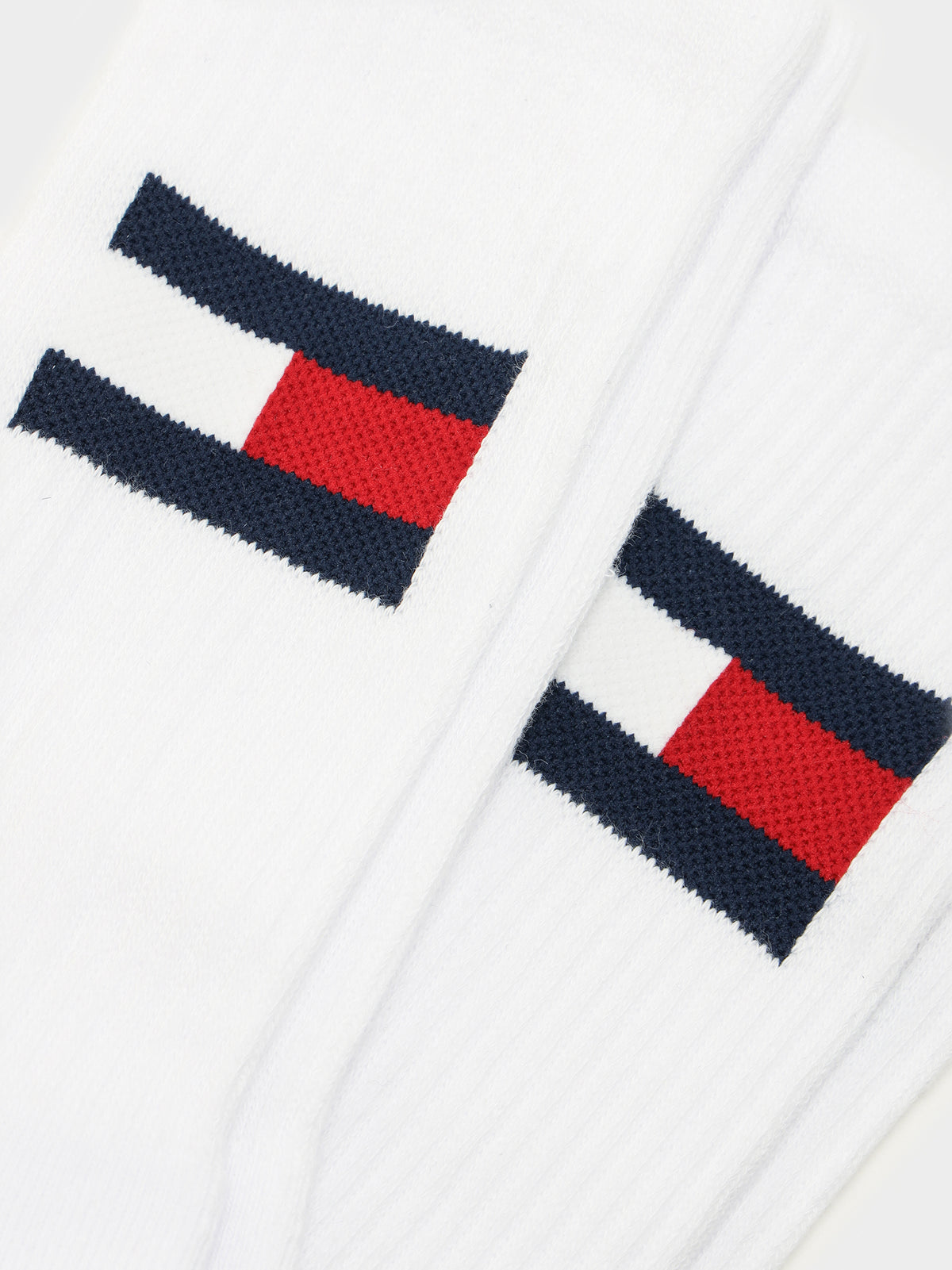 2 Pairs of Large Flag Cushion Crew Socks in White