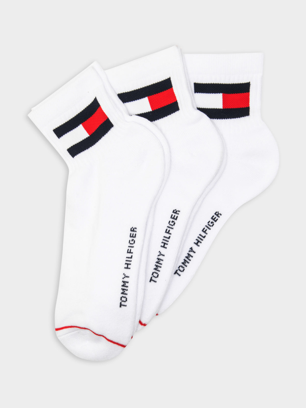 3 Pairs of Quarter Ankle Socks in White