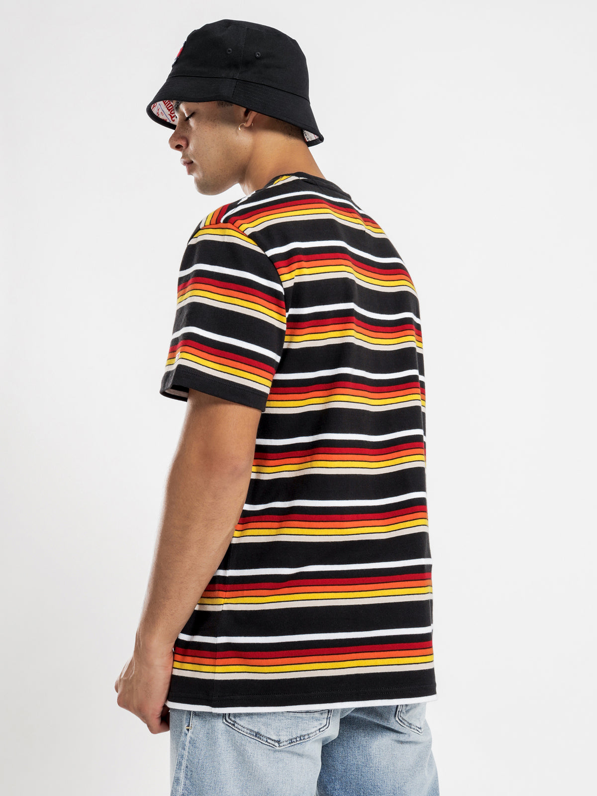 Yarn Dye Stripe T-Shirt in Black &amp; Multi