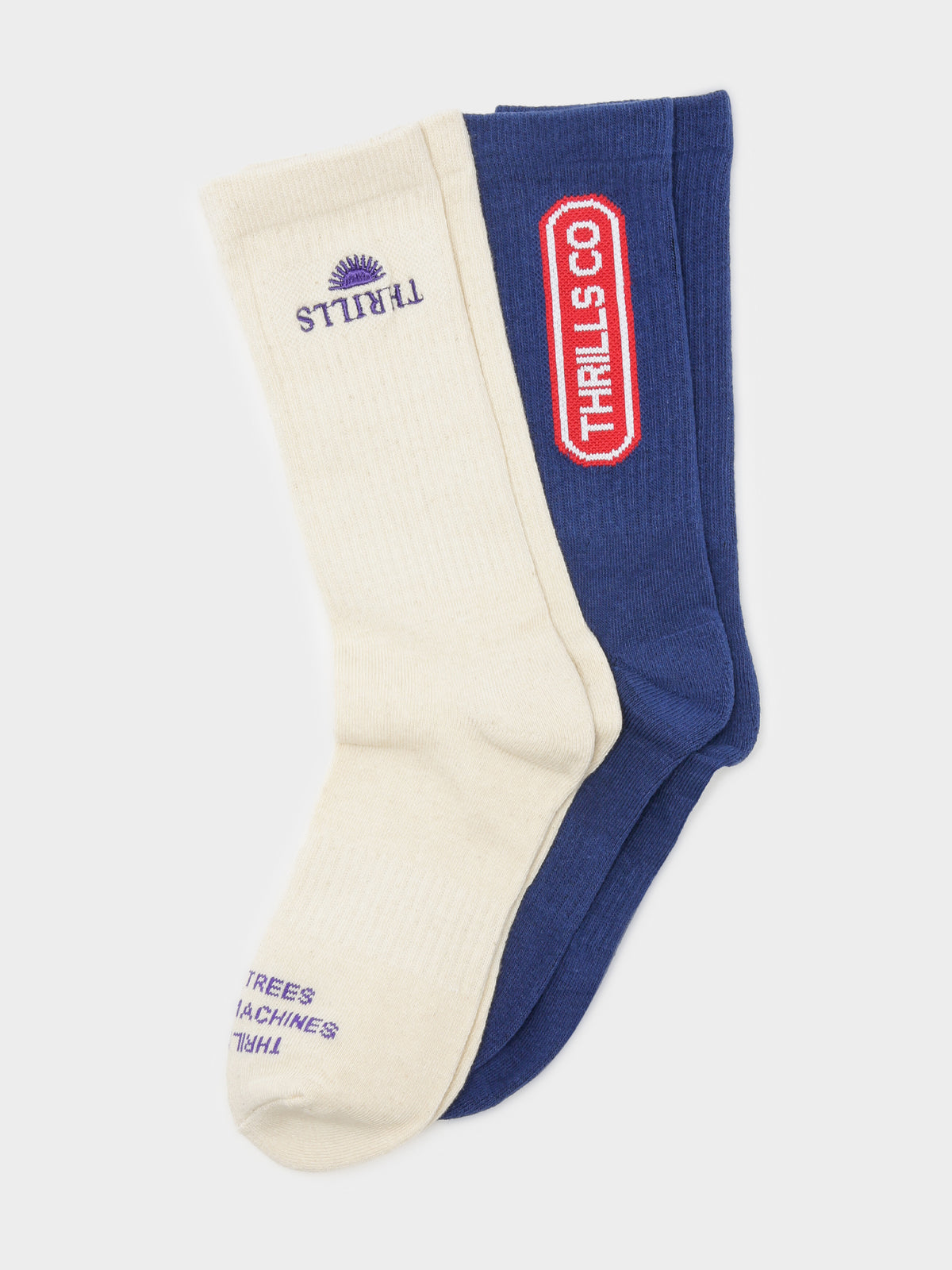 2 Pairs of Zone Crew Socks in Deep Royal &amp; Unbleached